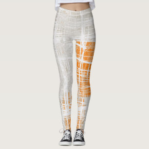 Leggings Patrón abstracto de color gris naranja blanco