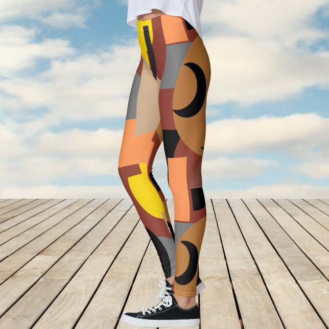 Leggings Patrón abstracto de color oscuro (Bold Burnt Umber Colorful Abstract Pattern Leggings)