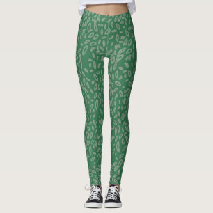 Leggings Patrón abstracto de color verde puro