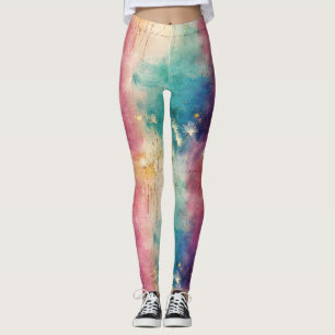 Leggings Patrón abstracto de diente de león vintage (4)