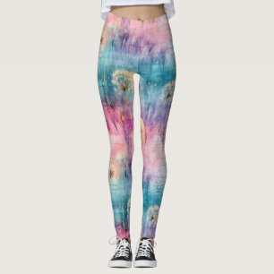 Leggings Patrón abstracto de diente de león vintage (6)