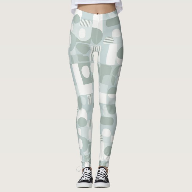 Leggings Patrón abstracto de equilibrio de salvia gris suav (Anverso)