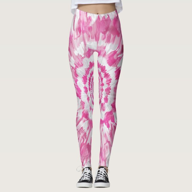 Leggings Patrón abstracto de espiral con tinte rosa (Anverso)