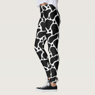 Leggings Patrón abstracto de jirafa en blanco y negro
