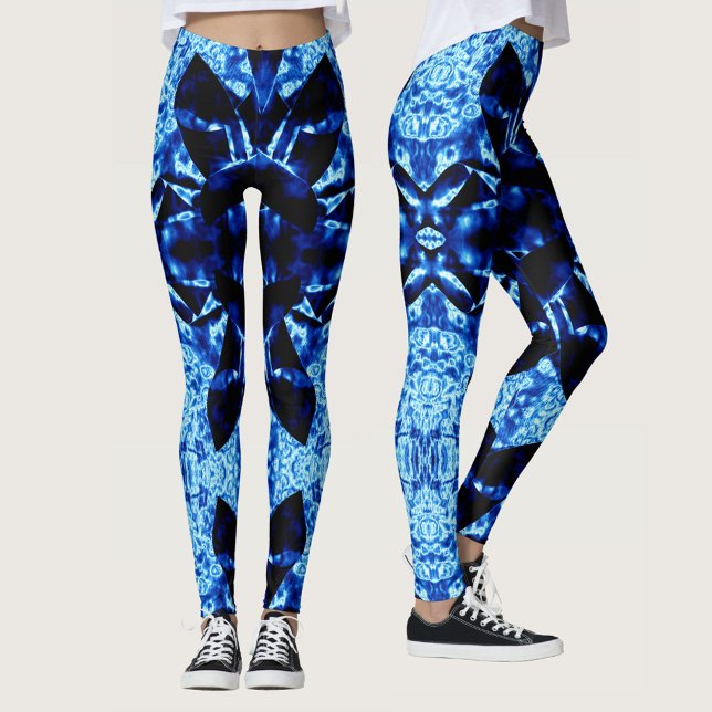 Leggings Patrón abstracto de la Polinesia Azul Verdadero (Subido por el creador)