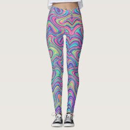 Leggings Patrón abstracto de mármol psicodélico vibrante