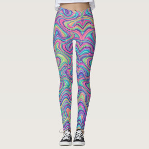 Leggings Patrón abstracto de mármol psicodélico vibrante