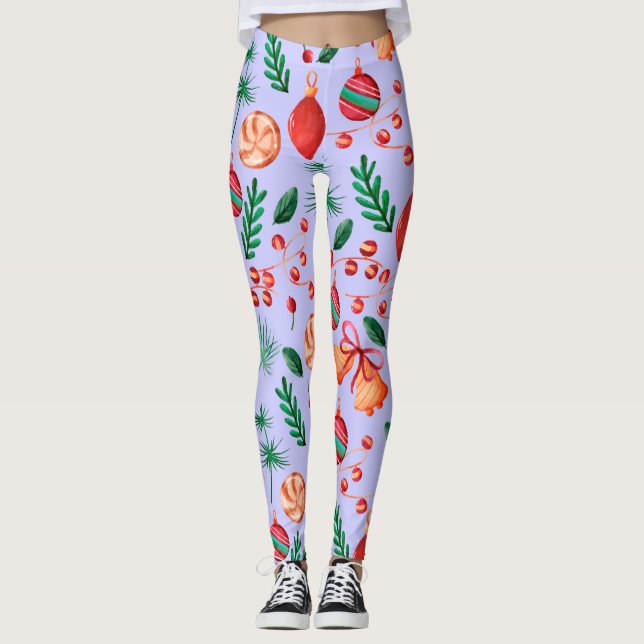 Leggings Patrón abstracto de Navidades de moda (Anverso)