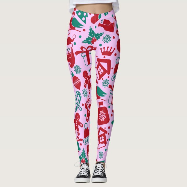 Leggings Patrón abstracto de Navidades modernos (Anverso)