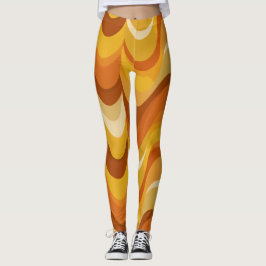 Leggings Patrón abstracto de onda mostaza naranja retro de 