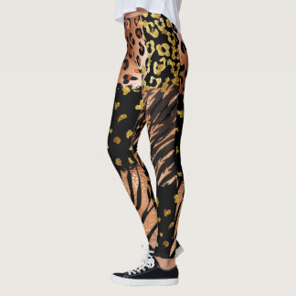 Leggings Patrón abstracto de oro rosa leopardo en negro