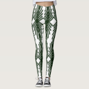 Leggings Patrón Abstracto de Pino Verde Bosque Personalizad