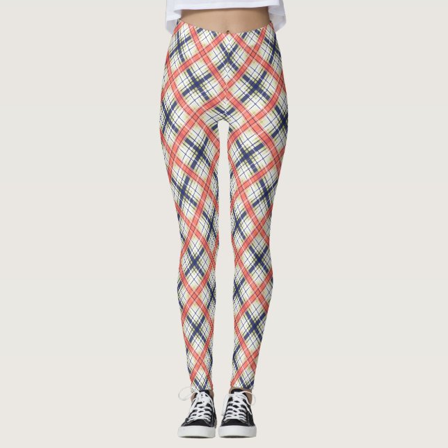 Leggings Patrón abstracto de plaid sin soldadura (Anverso)