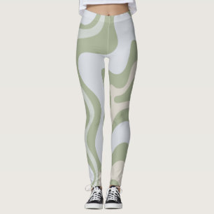Leggings Patrón abstracto de suero líquido retro en verde