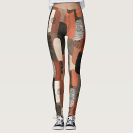 Leggings Patrón abstracto de terracota tonos tierra boho