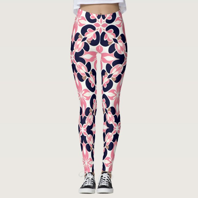 Leggings Patrón abstracto floral colorido (Anverso)