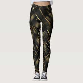 Leggings Patrón abstracto geométrico de oro negro contempor