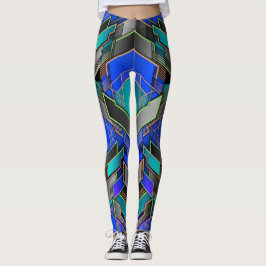 Leggings Patrón abstracto geométrico de prisma de neón