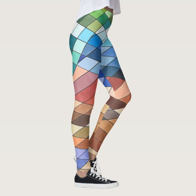 Leggings Patrón Abstracto Geométrico Pintado a Mano (Derecha)