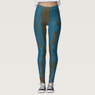 Leggings Patrón abstracto moderno azul y marrón