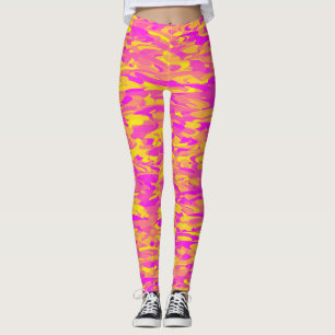 Leggings Patrón abstracto Naranja amarillo rosado