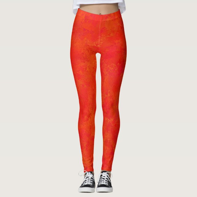 Leggings Patrón abstracto naranja rojo (Anverso)