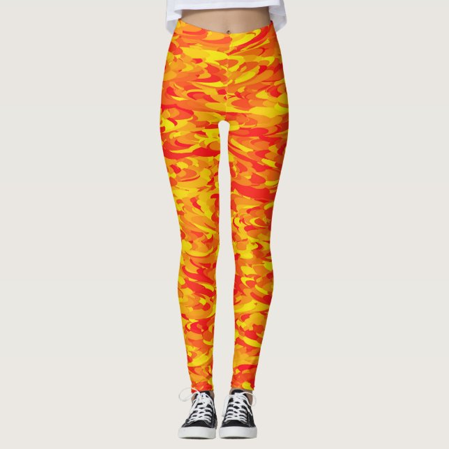 Leggings Patrón abstracto naranja rojo amarillo (Anverso)