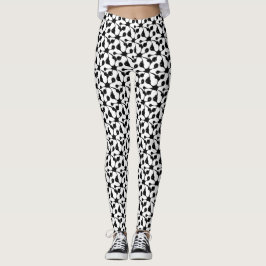 Leggings Patrón abstracto negro moderno sobre blanco