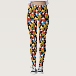 Leggings Patrón abstracto retro colorido moderno de mediado