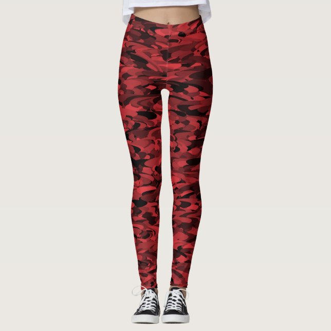 Leggings Patrón abstracto rojo negro (Anverso)