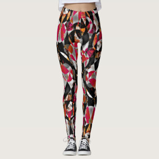 Leggings Patrón abstracto rojo y negro
