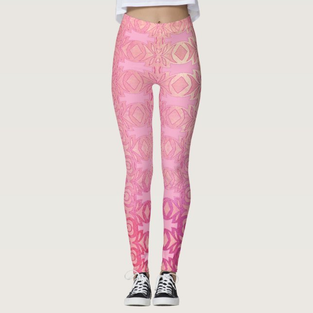 Leggings patrón abstracto rosa (Anverso)