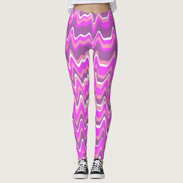 Leggings Patrón abstracto rosa y púrpura (Anverso)