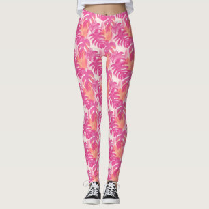 Leggings Patrón abstracto simple con hojas de monstera, f