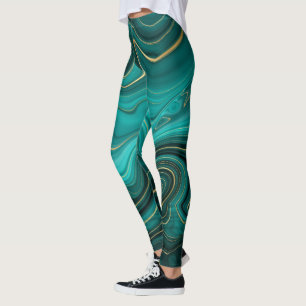 Leggings Patrón abstracto turquesa glamour de lujo