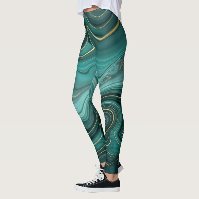 Leggings Patrón abstracto turquesa glamour de lujo (Izquierda)