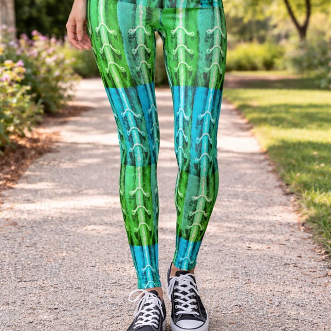 Leggings Patrón abstracto verde turquesa estilo artístico a (Subido por el creador)