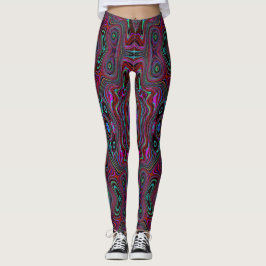 Leggings Patrón abstracto verde y magenta de espuma de mar 