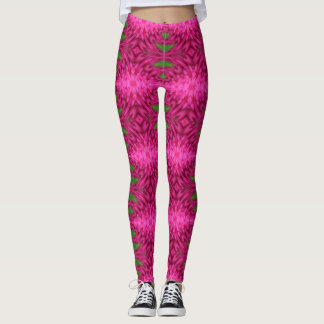 Leggings Patrón abstracto verde y rosa colorido