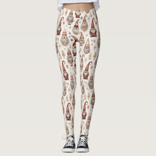 Leggings Patrón Acuarela de Gnomo Rústico Vintage Jardín