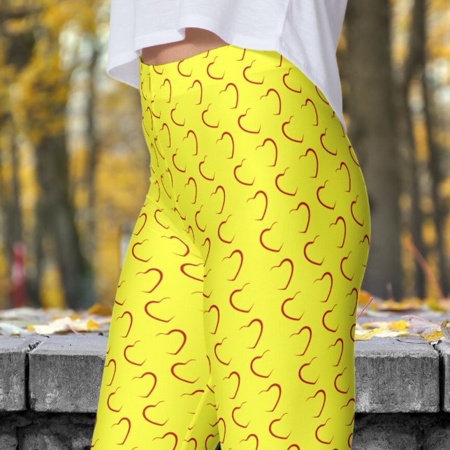 Leggings Patrón Adorable Amor Amarillo Corazón (Love Hearts on Daffodil Pattern Leggings)