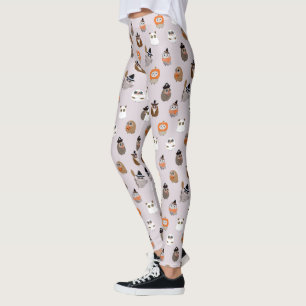 Leggings Patrón adorable de búhos de Halloween
