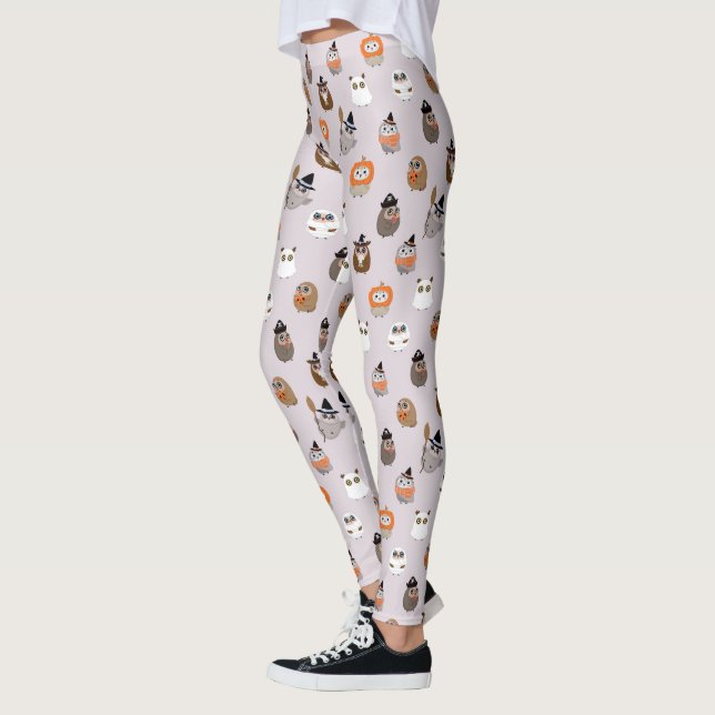 Leggings Patrón adorable de búhos de Halloween (Izquierda)