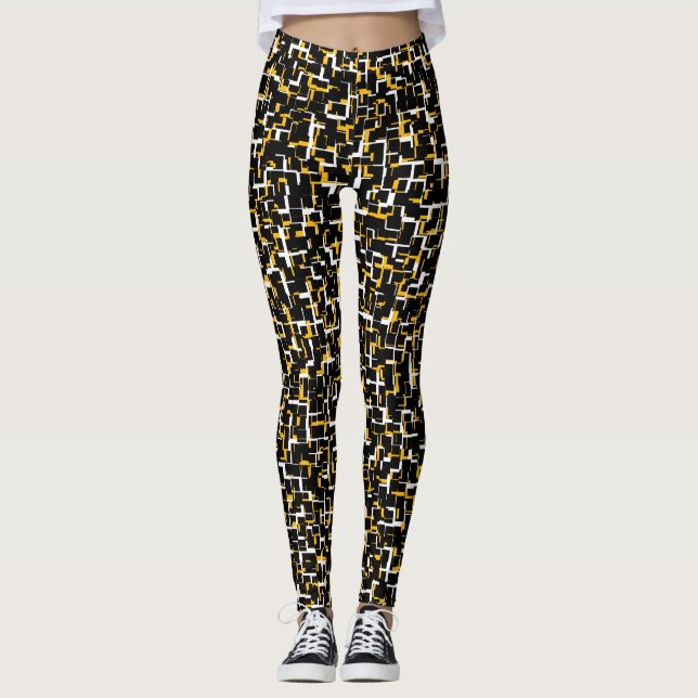 Leggings Patrón amarillo blanco negro Camo digital (Anverso)