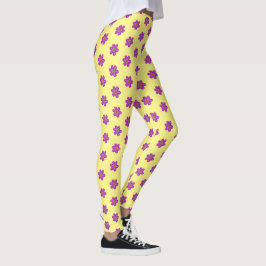Leggings Patrón amarillo morado floral