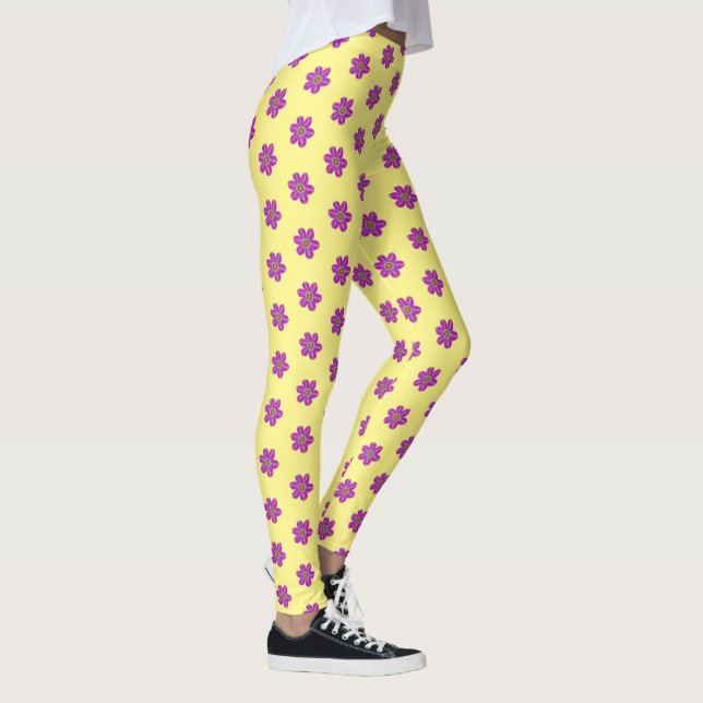 Leggings Patrón amarillo morado floral (Derecha)
