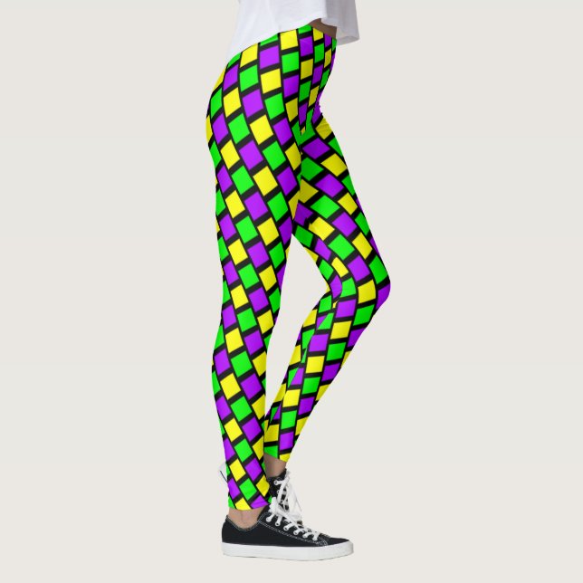 Leggings Patrón amarillo verde púrpura Mardi Gras negro (Derecha)