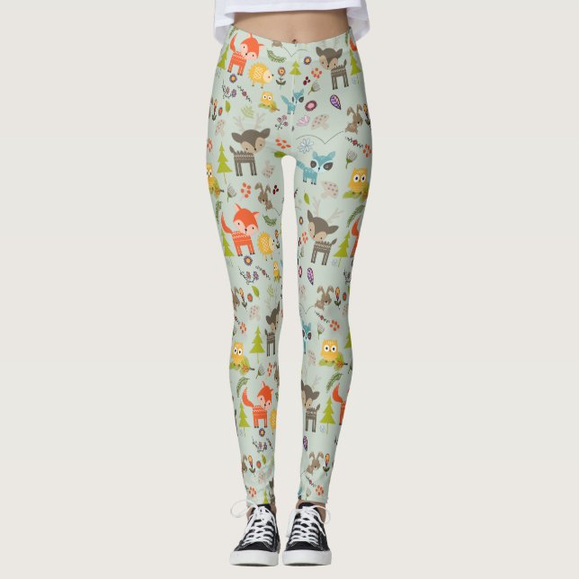 Leggings Patrón animal de las criaturas de los bosques (Anverso)