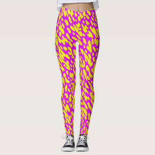 Leggings Patrón Animal Impreso Rosa Y Amarillo Moderno Geni