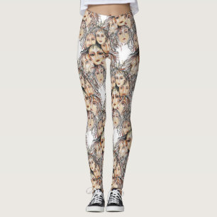 Leggings Patrón anime de arte pop con elementos femeninos